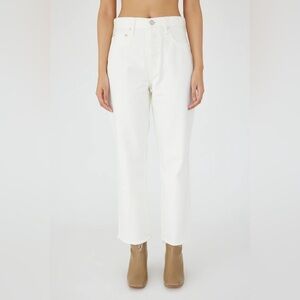 NWT Moussy Vintage Robco Wide‎ Straight High Rise Button Fly In White Size 29